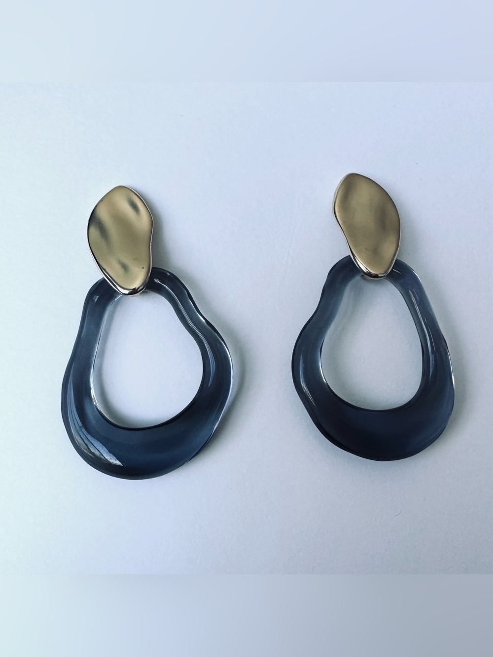 COS - beautiful blue-grey glass drop earrings.